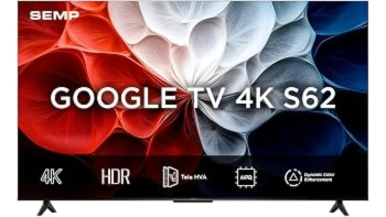 Smart TV Semp 43 Polegadas LED HVA 4K S62 WiFi Bluetooth Google TV 3 HDMI HDR10+ Dolby Audio 43S62