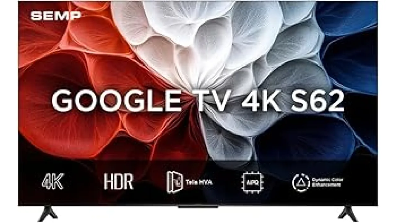 Smart TV Semp 65 Polegadas LED HVA 4K S62 WiFi Bluetooth Google TV 3 HDMI HDR10+ Dolby Audio 65S62