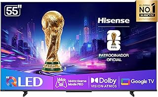 Hisense Smart TV UHD 4K HI-QLED 55" Polegadas 55Q7QG | Google TV Modo Jogo Pro 144 Hz, AMD FreeSync Premium, Dolby Vision Atmos e Compatível com Alex