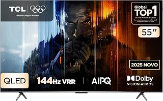 TCL, QLED Smart TV, 55”, 55P8K, 4K UHD, Google TV, 144Hz, Google Assistente, Dolby Vision, Dolby Atmos, Design Sem Bordas