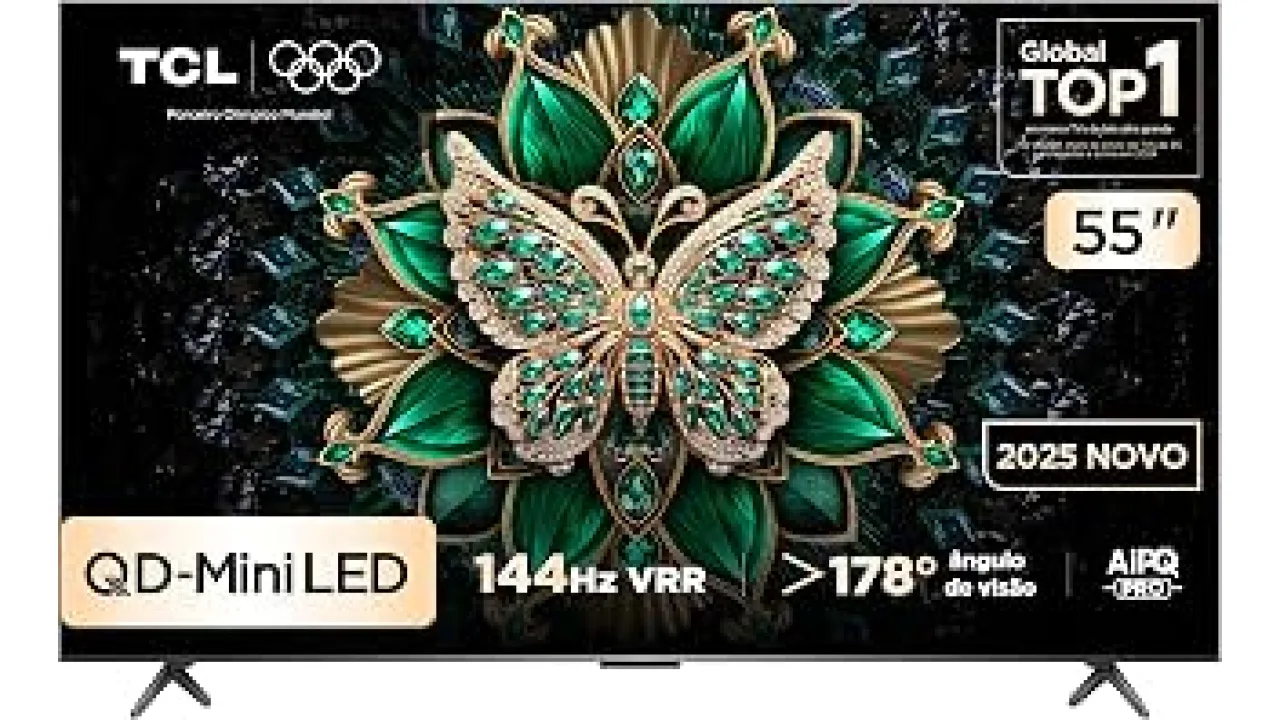 Smart TV TCL 55 Polegadas QLED Mini LED 4K C6K WiFi Bluetooth Google TV 4 HDMI 144Hz HDR10+ 55C6K