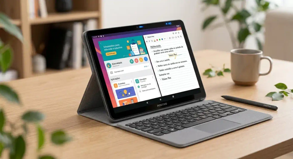 ablet Positivo Vision Tab 11 com capa teclado e caneta Vision Pen